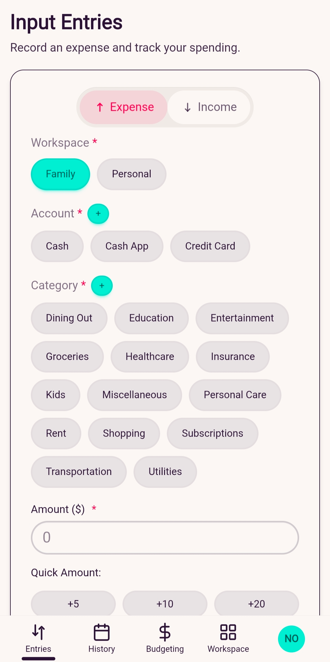 Zherani Shared Money Manager app
