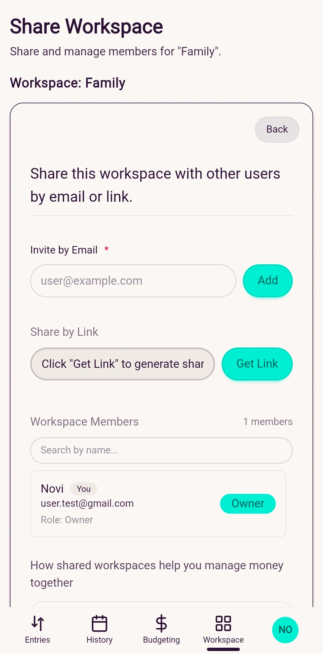 Zherani shared workspace collaboration